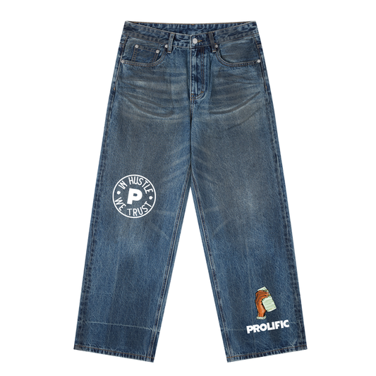 Vintage Wash Baggy Denim Jeans